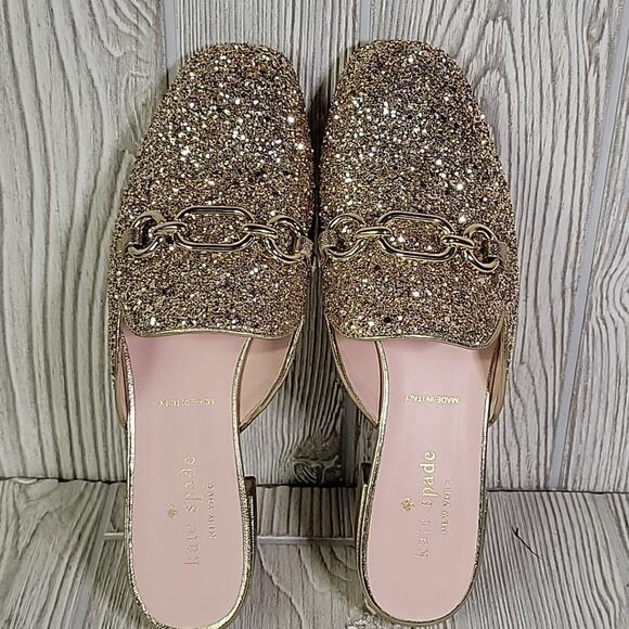 Kate Spade New York Glendi Gold Glitter Slip On Mules Womens Size 5.5 NEW - Picture 7 of 15